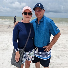 My husband and I at the beach