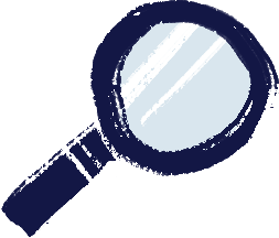 blue drawn magnifying glass